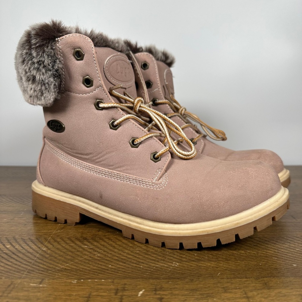 Lugz Boots Womens 10 Soft Pink Convoy Hi Faux Fur Winter Work Chunky Y2K